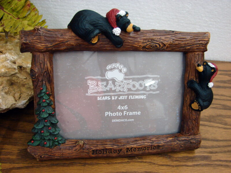 New Big Sky Carvers Bearfoots Bears Jeff Fleming Holiday Memories Photo Frame, Moose-R-Us.Com Log Cabin Decor