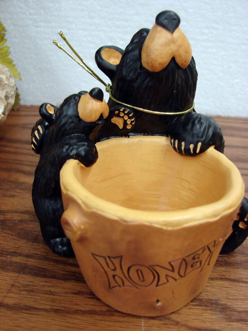 New Big Sky Carvers Bearfoots Bears Jeff Fleming Honey Pot Accessory Holder, Moose-R-Us.Com Log Cabin Decor