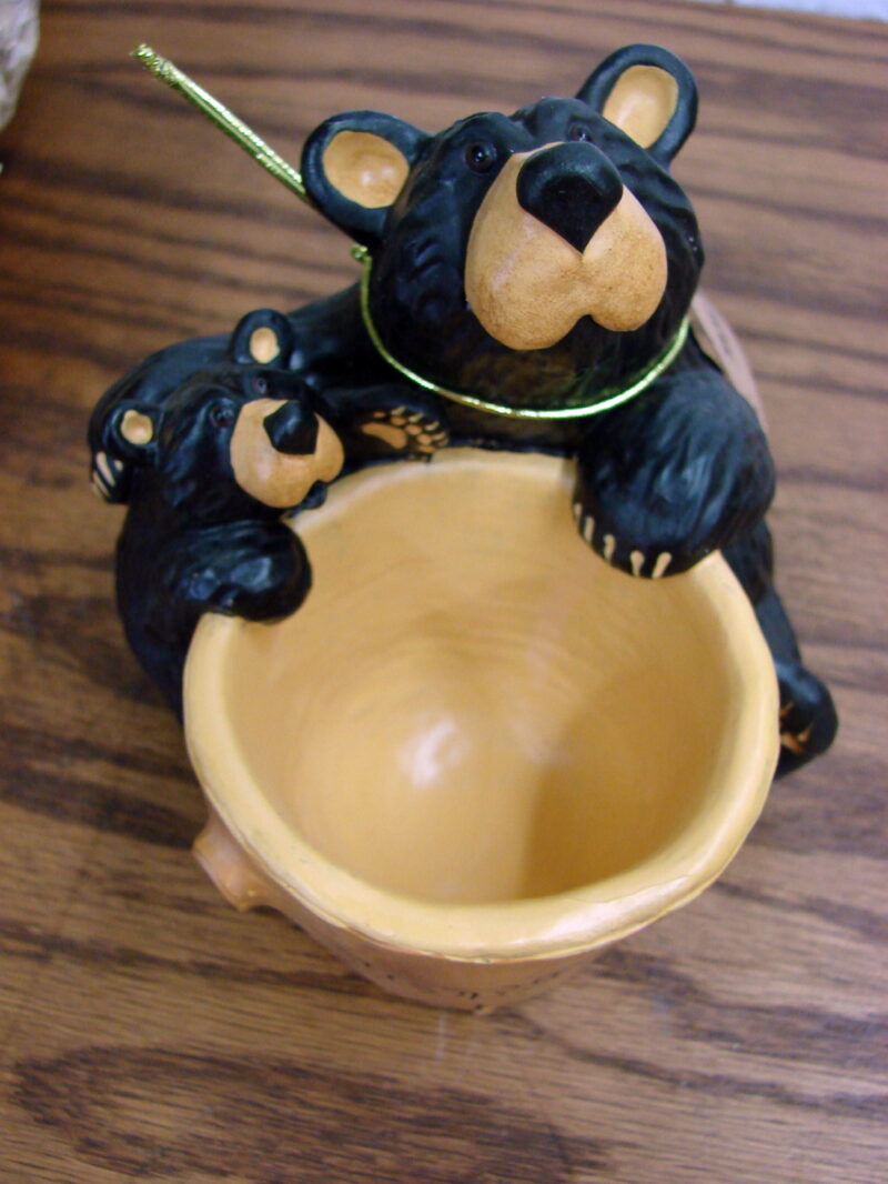 New Big Sky Carvers Bearfoots Bears Jeff Fleming Honey Pot Accessory Holder, Moose-R-Us.Com Log Cabin Decor