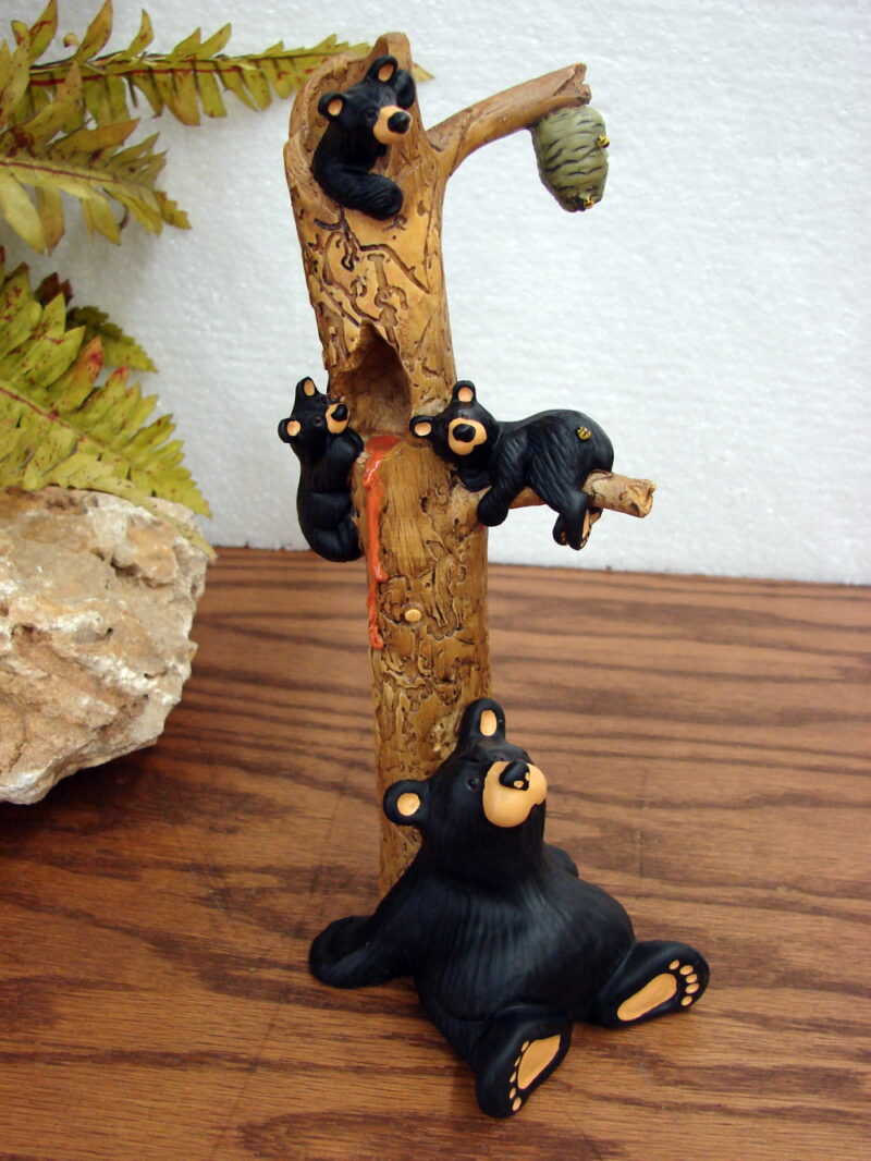 New Big Sky Carvers Bearfoots Bears Jeff Fleming Honey Tree Figurine, Moose-R-Us.Com Log Cabin Decor