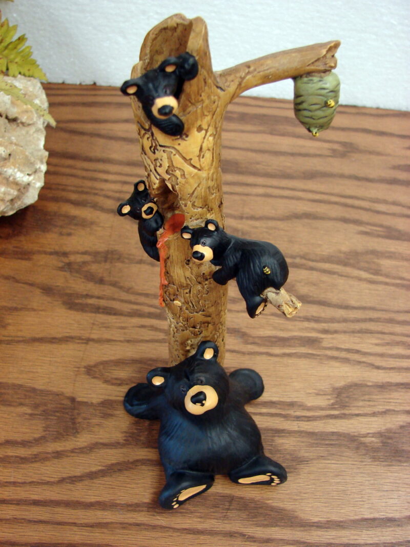 New Big Sky Carvers Bearfoots Bears Jeff Fleming Honey Tree Figurine, Moose-R-Us.Com Log Cabin Decor