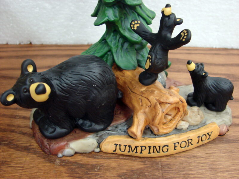 New Big Sky Carvers Bearfoots Bears Jeff Fleming Jumping for Joy Tree Figurine, Moose-R-Us.Com Log Cabin Decor