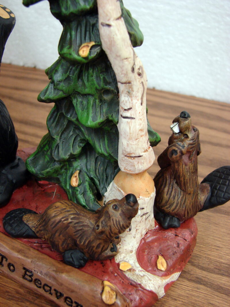 New Big Sky Carvers Bearfoots Bears Jeff Fleming Leave it to Beavers Figurine, Moose-R-Us.Com Log Cabin Decor