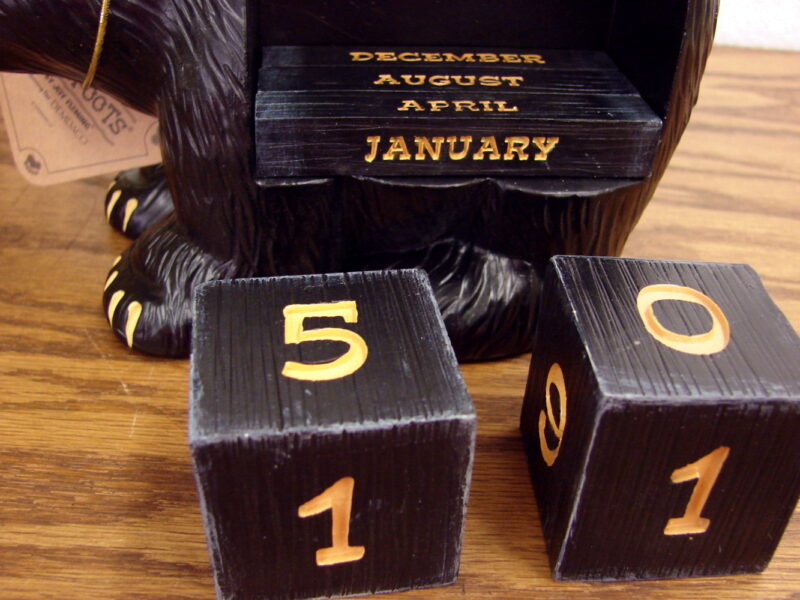 New Big Sky Carvers Bearfoots Bears Jeff Fleming Looking Forward Perpetual Calendar, Moose-R-Us.Com Log Cabin Decor