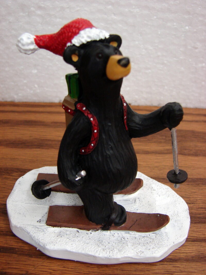 New Big Sky Carvers Bearfoots Bears Jeff Fleming St Nick Skier Bear Figurine, Moose-R-Us.Com Log Cabin Decor