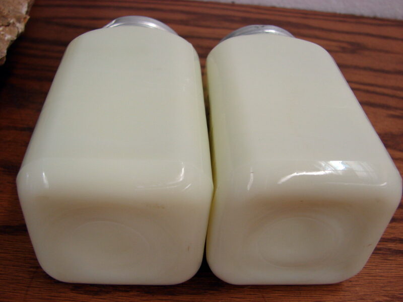 Vintage McKee Custard Glass Art Deco Oversized Range Salt Pepper Shakers, Moose-R-Us.Com Log Cabin Decor