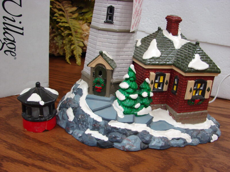 Dept 56 Snow Village &#8220;Christmas Cove Lighthouse&#8221; with Original Box, Moose-R-Us.Com Log Cabin Decor