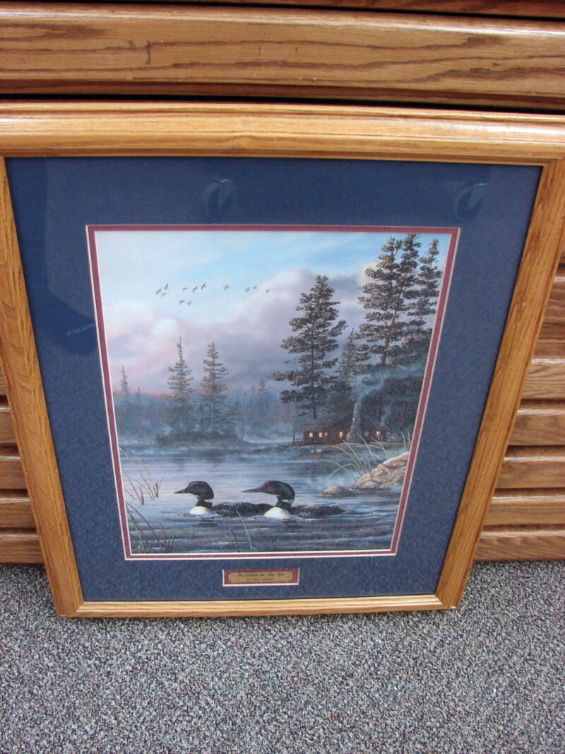 Terry Doughty Autumn in the Air Loon Cabin Framed Matted Print, Moose-R-Us.Com Log Cabin Decor