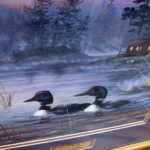 Terry Doughty Autumn in the Air Loon Cabin Framed Matted Print - Image 3