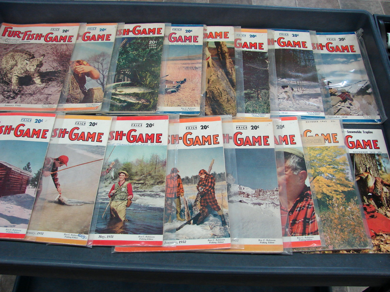 Vintage Sporting Fishing Hunting Outdoors Fur Fish Game Magazine Lot -   Log Cabin Decor