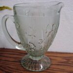 Jeanette Depression Glass Clear Iris Herringbone Pattern Glasses Pitcher Set - Image 3