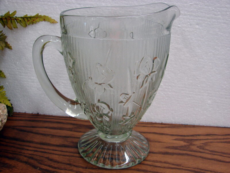 Jeanette Depression Glass Clear Iris Herringbone Pattern Glasses Pitcher Set, Moose-R-Us.Com Log Cabin Decor