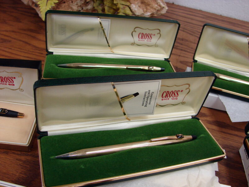 Vintage Cross Pen Pencil ITT Logo Lot Authentic Refills Classic Gold Boxes Sleeves, Moose-R-Us.Com Log Cabin Decor