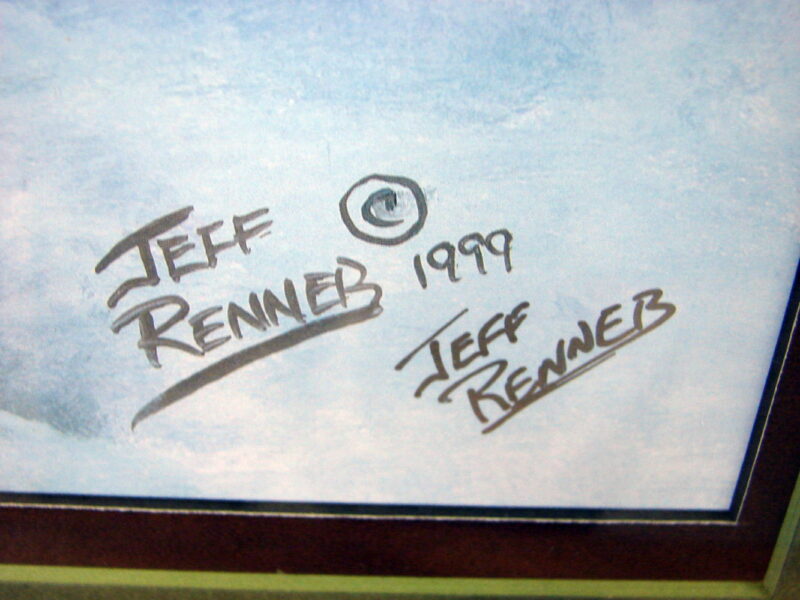 Jeff Renner Print Evening Solitude Signed Autographed Cabin Snowshoe Winter, Moose-R-Us.Com Log Cabin Decor