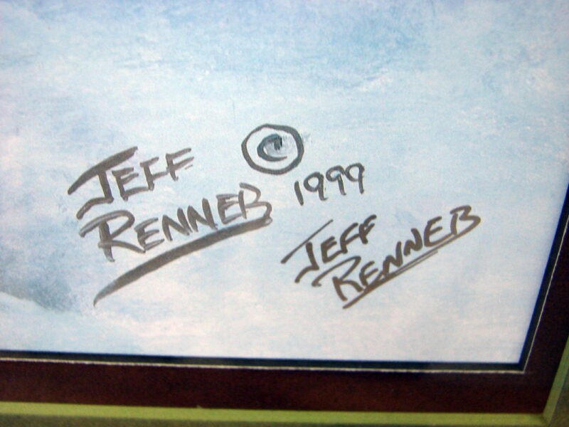 Jeff Renner Print Evening Solitude Signed Autographed Cabin Snowshoe Winter, Moose-R-Us.Com Log Cabin Decor