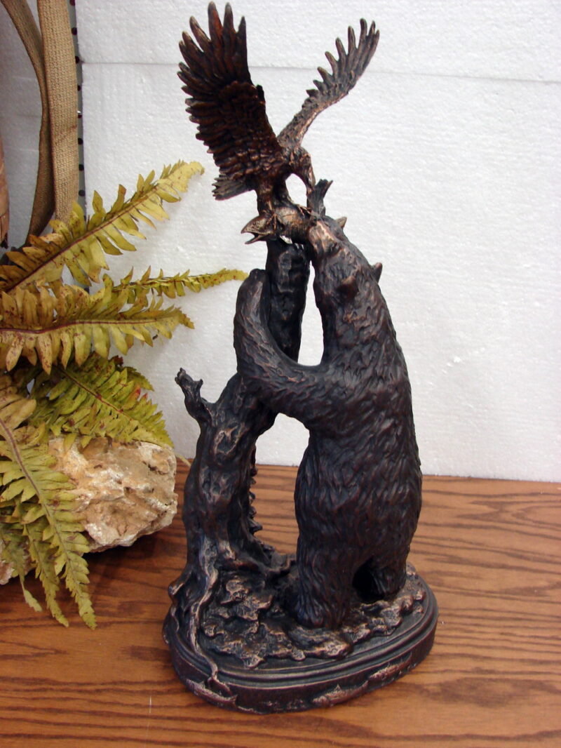 New Big Sky Carvers Jeff Fleming Artwork Montana Bronze Whose Fish Bear Eagle, Moose-R-Us.Com Log Cabin Decor