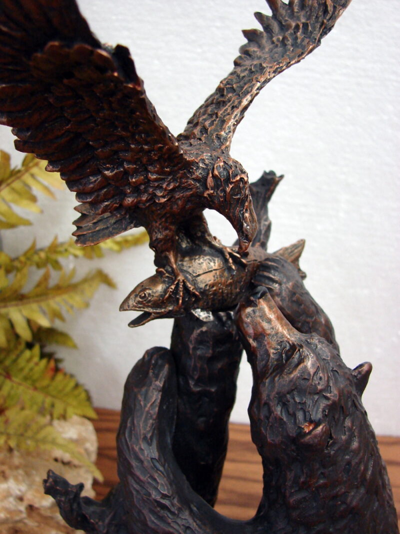 New Big Sky Carvers Jeff Fleming Artwork Montana Bronze Who&#8217;s Fish Bear Eagle, Moose-R-Us.Com Log Cabin Decor