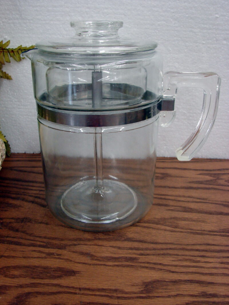 Vintage PYREX 7829 Flameware Glass Coffee Percolator Pot Tall 9 Cup, Moose-R-Us.Com Log Cabin Decor