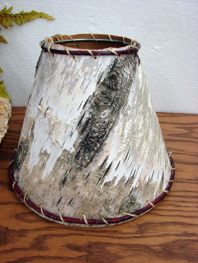 Minnesota Ojibwe Native American Indian Birch Bark Lamp Shade, Moose-R-Us.Com Log Cabin Decor