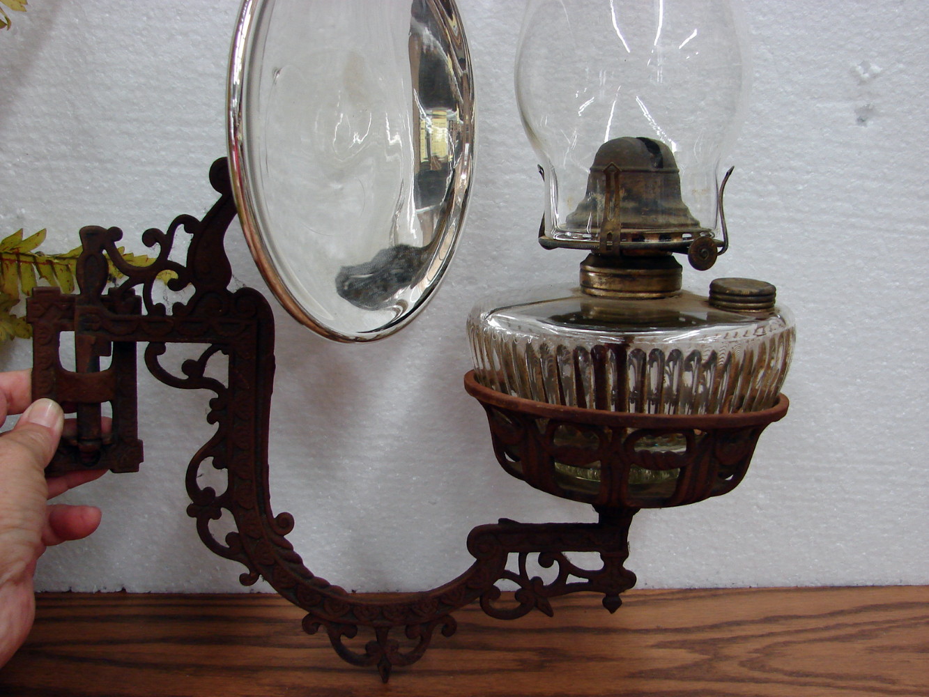 Vintage oil lamp wall sconce sales