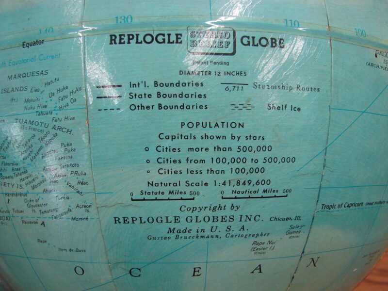 Replogle Stereo Relief World Globe Swivel Tilt 12&#8243; Steamship Routes Shelf Ice, Moose-R-Us.Com Log Cabin Decor