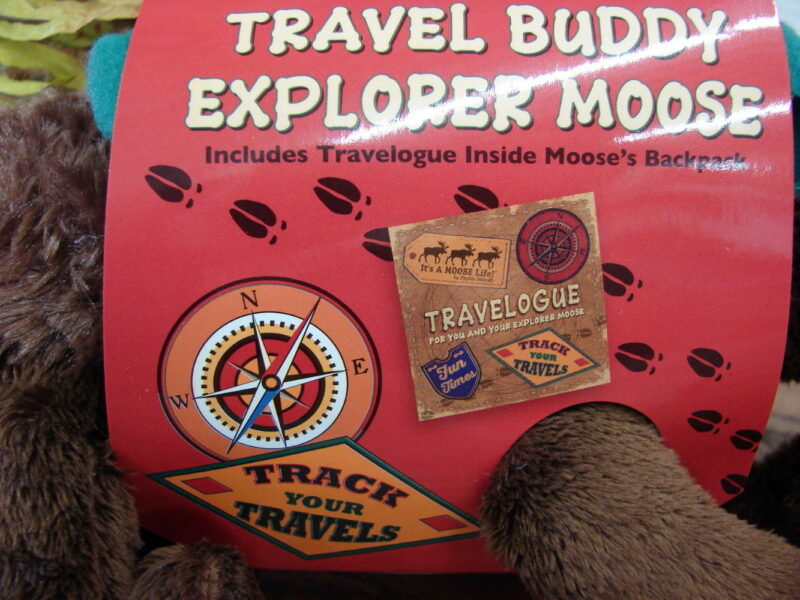 New It&#8217;s A Moose Life! Phyllis Driscoll Collection Travel Buddy Explorer Moose Plush, Moose-R-Us.Com Log Cabin Decor