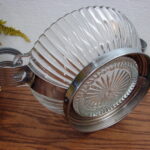 Vintage Anchor Hocking AHC37 Art Deco MCM Ribbed Bowl w/ Chrome Curved Holder - Image 3
