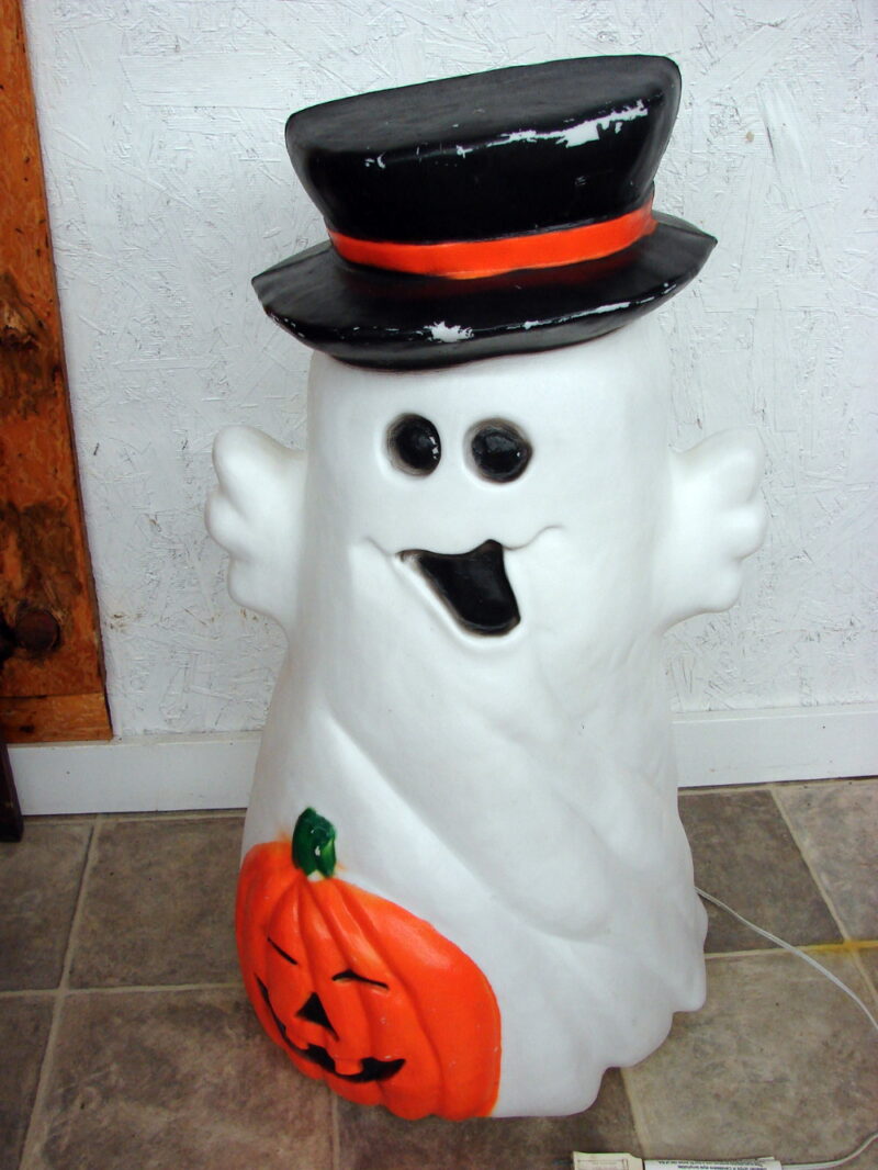 Vintage Blow Mold Ghost Pumpkin Double Light Plastic Outdoor Decor, Moose-R-Us.Com Log Cabin Decor