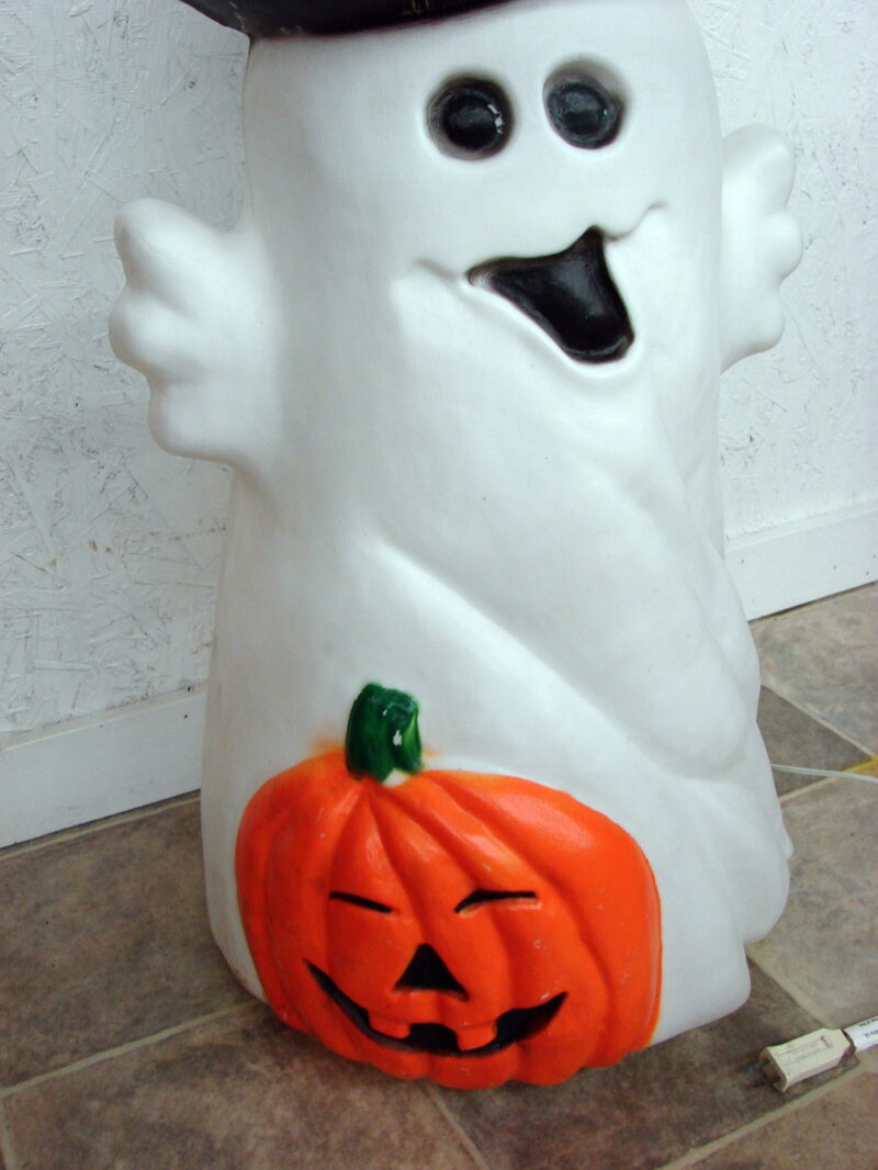 Vintage Blow Mold Ghost Pumpkin Double Light Plastic Outdoor Decor, Moose-R-Us.Com Log Cabin Decor