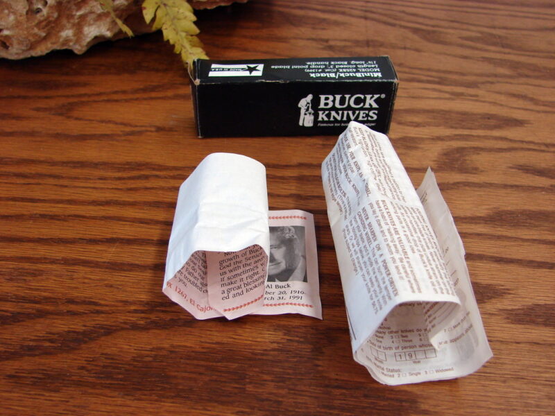 Buck Knife MiniBuck Black Model 425BK Cat. #1399 Box w/ Paperwork Box Only, Moose-R-Us.Com Log Cabin Decor