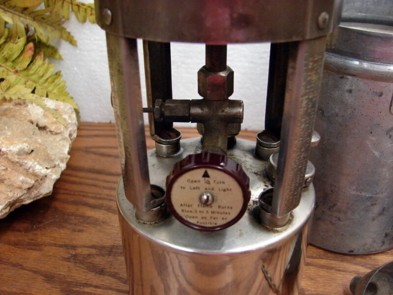 Vintage Coleman USA WWII Pocket Cylinder Camping Stove 530 A47 Funnel Wrench, Moose-R-Us.Com Log Cabin Decor