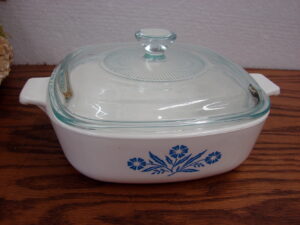 Corning Ware Blue Cornflower 1 Qt PyroCeram Casserole w/ Blue Tint PYREX Lid