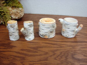 Dept 56 Birch Bark Salt Pepper Cream Sugar Accessories