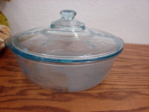 Vintage Fire King Sapphire Blue Philbe Casserole w/ Knob Lid 9"