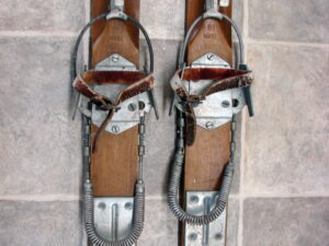 Antique Lund Maple Wood Snow Skis Bindings Ski Lodge Decor