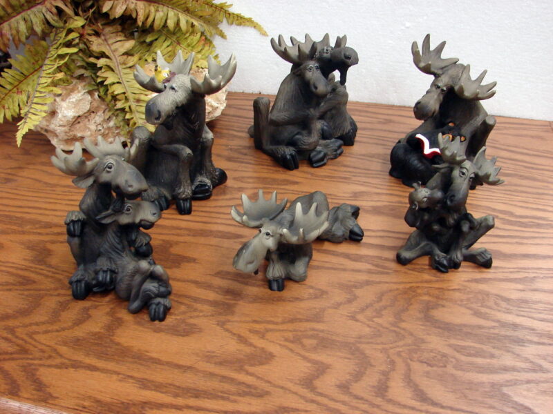 Retired Big Sky Carvers Mountain Mooses Phyllis Driscoll Figurine Collection, Moose-R-Us.Com Log Cabin Decor