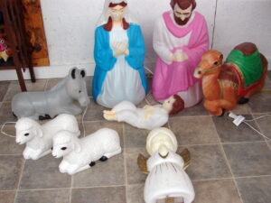 Vintage Large Blow Mold Empire Nativity Mary Joseph Jesus Angel