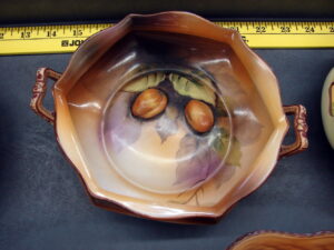 Vintage Nippon Porcelain Raised Relief Collection Nut Fruit Green Mark #2