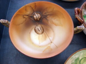 Vintage Nippon Porcelain Raised Relief Collection Nut Fruit Green Mark #4