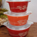 Vintage PYREX Autumn Harvest Kitchen Glassware Wheat Pattern