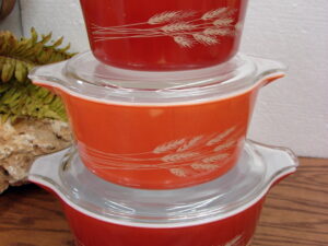 Vintage PYREX Autumn Harvest Kitchen Glassware Wheat Pattern