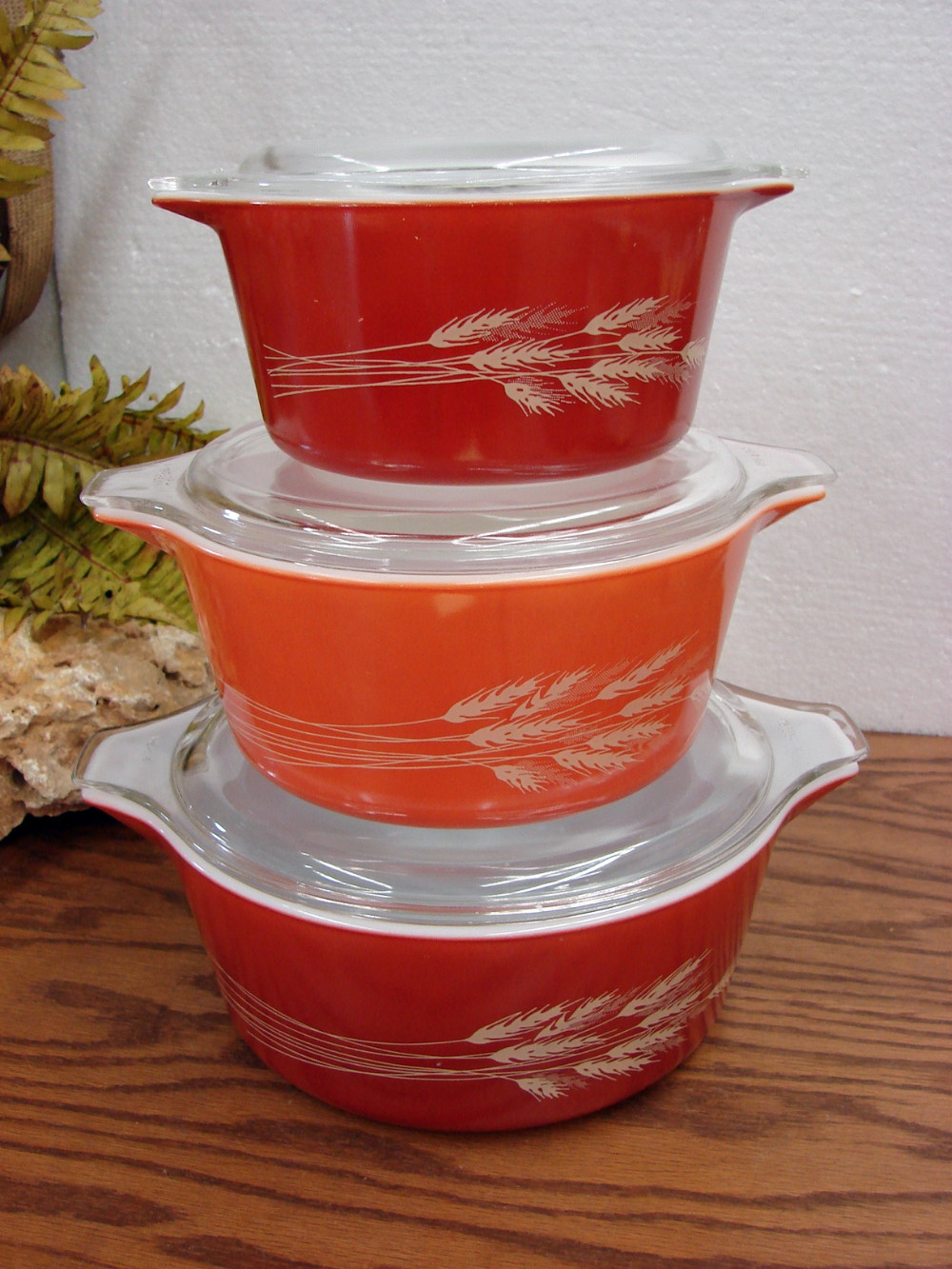 Vintage PYREX Autumn Harvest Casserole Set Nesting Mixing Bowls Wheat -   Log Cabin Decor