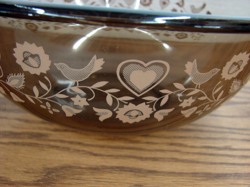 Vintage PYREX Amber Festive Harvest Brown Set/3 Nesting Mixing Bowls, Moose-R-Us.Com Log Cabin Decor