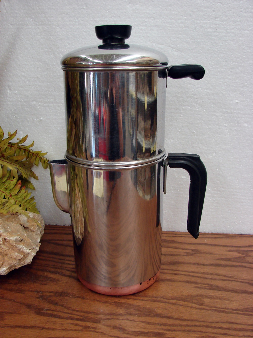 Complete Vintage Copper Bottom Revere Ware 8 Cup Drip-O-Later Drip Coffee Pot Maker