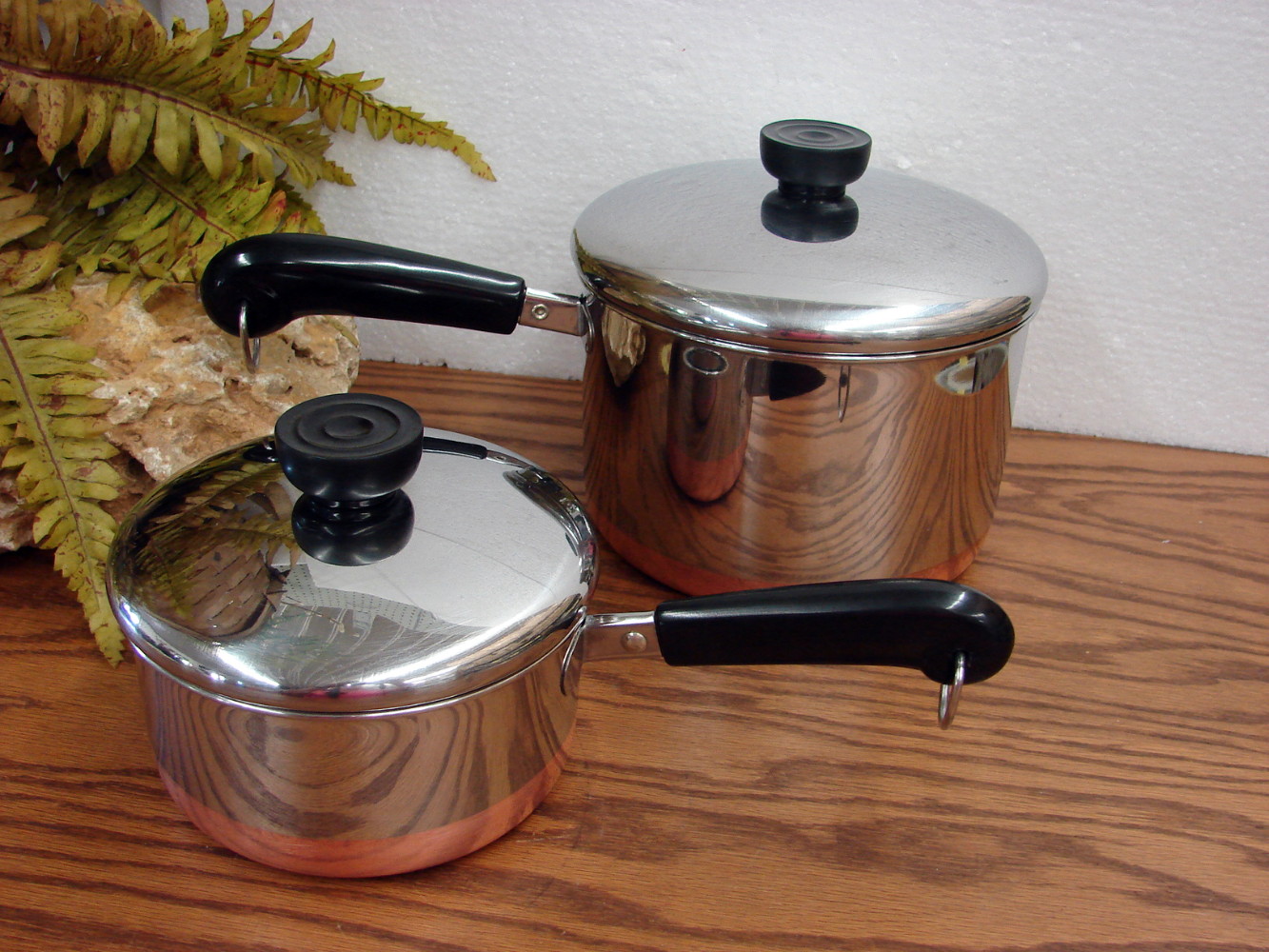 Vintage Revere Ware Copper Bottom Pots Pans Teapot Kitchen Cookware -   Log Cabin Decor