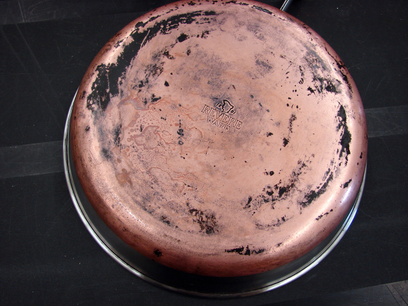 Vintage Copper Bottom Revere Ware 9 1/4" Skillet Frying Pan No Lid - Image 2