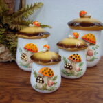 1978 Sears Roebuck Merry Mushroom Canister Set/4 Japan