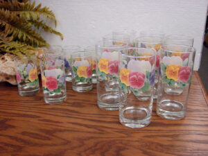 Set/7 Vintage Corning Ware Corelle Summer Blush Juice Glasses 4"