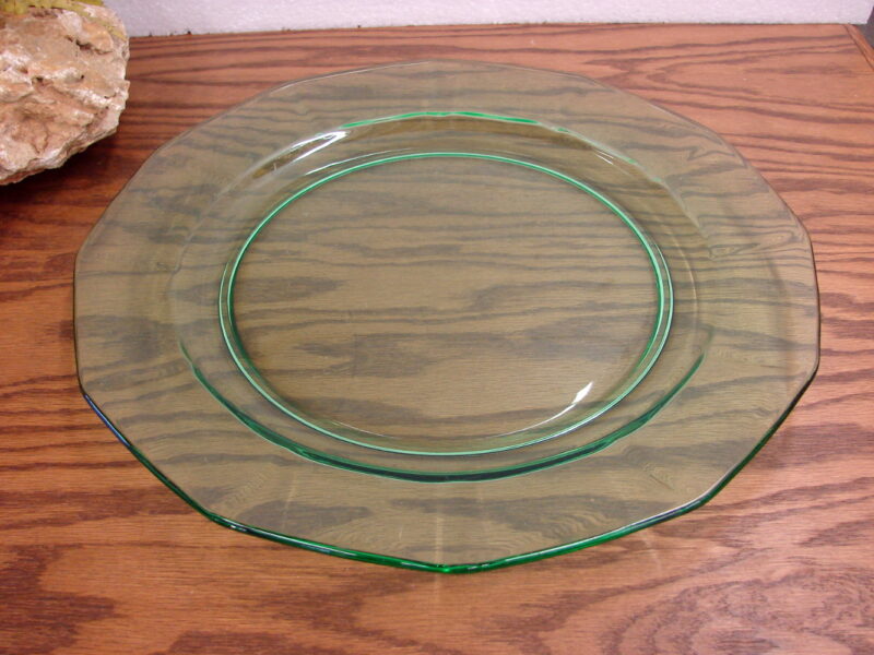 Vintage Vaseline Glass Uranium Green Roulette Sugar Swirl Serving Tray Platter, Moose-R-Us.Com Log Cabin Decor