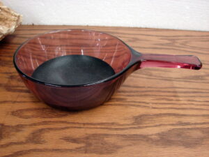 Vintage PYREX Glass Visions Cranberry .5 Liter Non Stick Pan